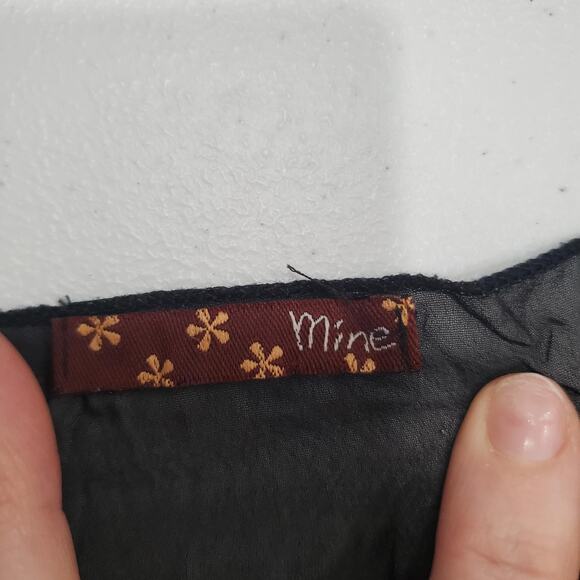 Y2K 90s Whimsigoth Fairy Grunge Blouse Womens 3XL Black Sheer Tie Front Beaded - Picture 3 of 9